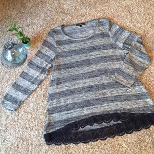 🌑 Heather Navy & Light Blue Sweater 1X 🌑